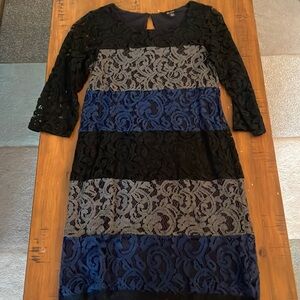 EUC Ella Moss mini dress blue gray black colorblock size XS
